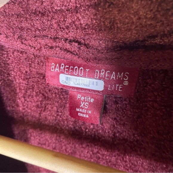 Barefoot Dreams CozyChic Lite Catalina Long Cardigan XSP Burgundy Garnet Red - Picture 4 of 6